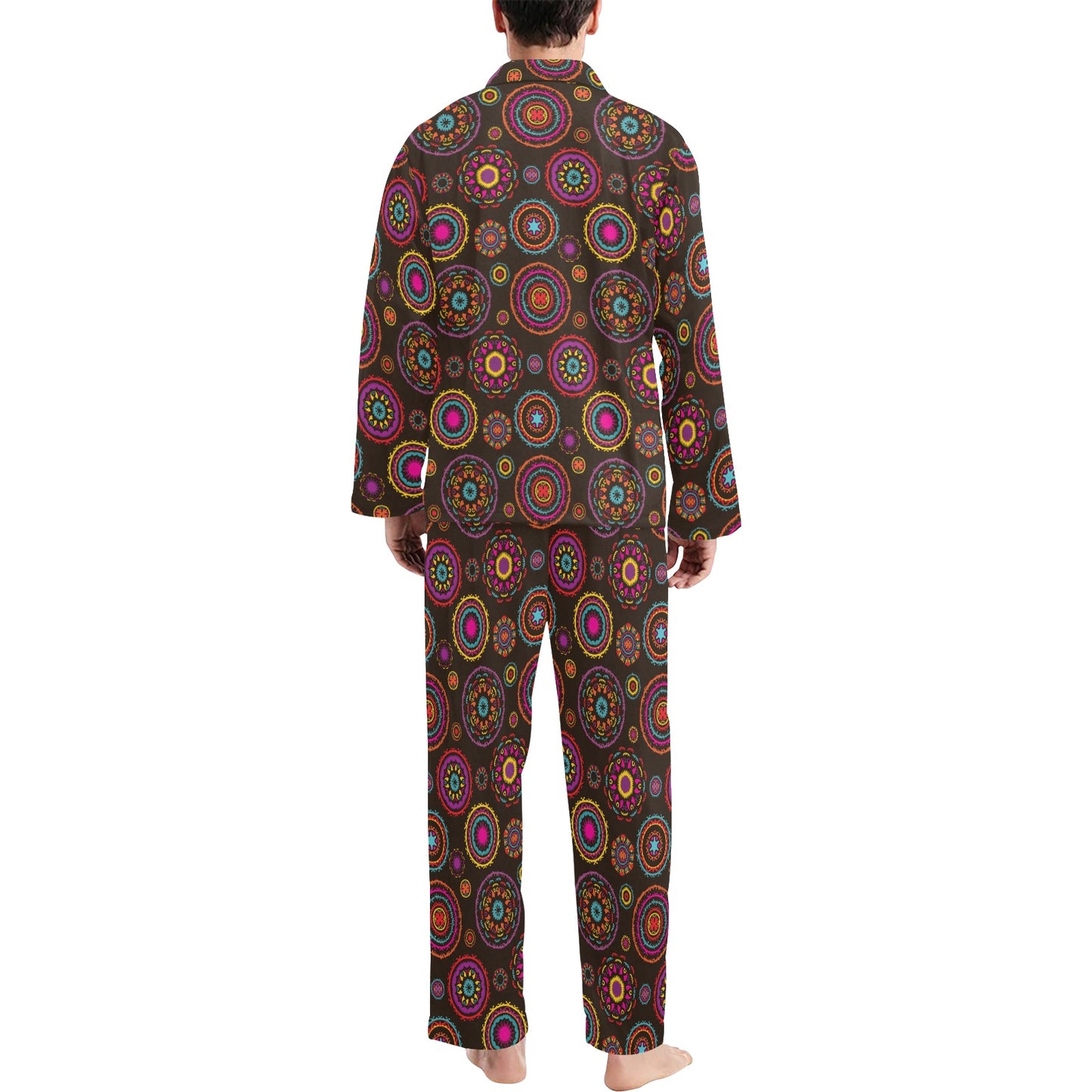 Bohemian Pattern Print Design 01 Men's Long Pajama Set