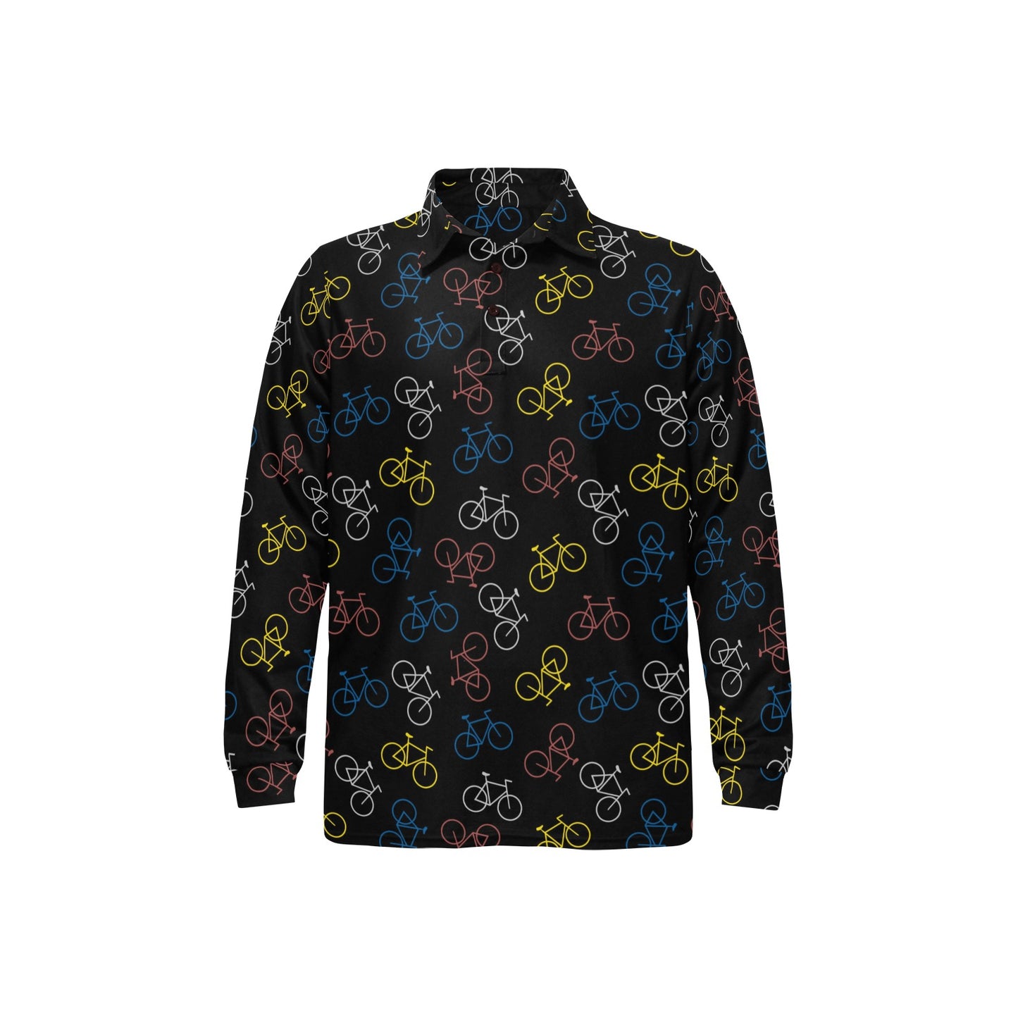 Bicycle Pattern Print Design 03 Long Sleeve Polo Shirt For Men's
