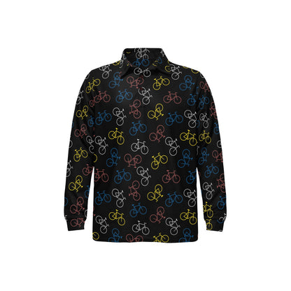 Bicycle Pattern Print Design 03 Long Sleeve Polo Shirt For Men's