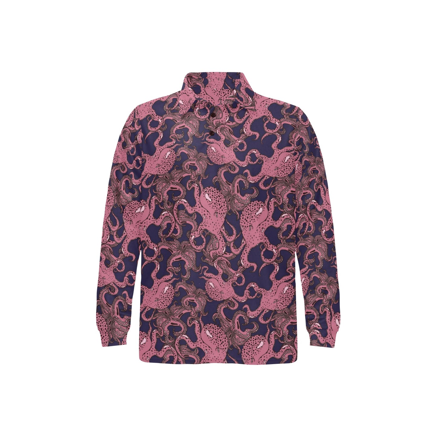 Octopus Pattern Print Design A03 Long Sleeve Polo Shirt For Men's