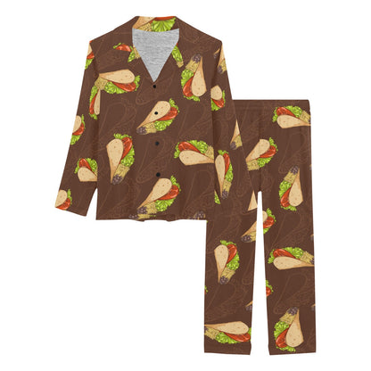 Taco Pattern Print Design TC08 Women's Long Pajama Set