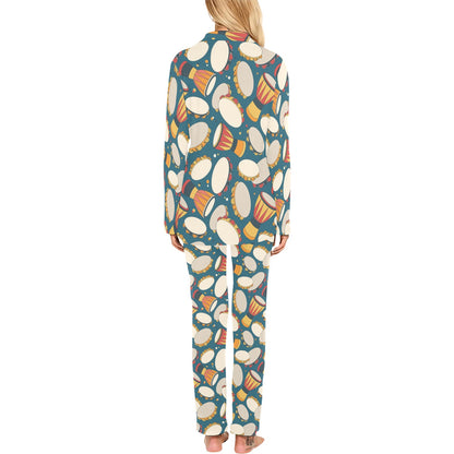 Tambourine Pattern Print Design 01 Women's Long Pajama Set