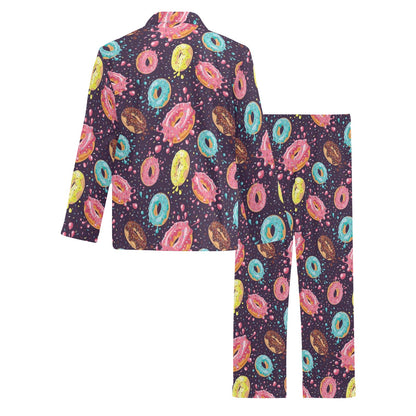 Donut Pattern Print Design DN03 Men's Long Pajama Set
