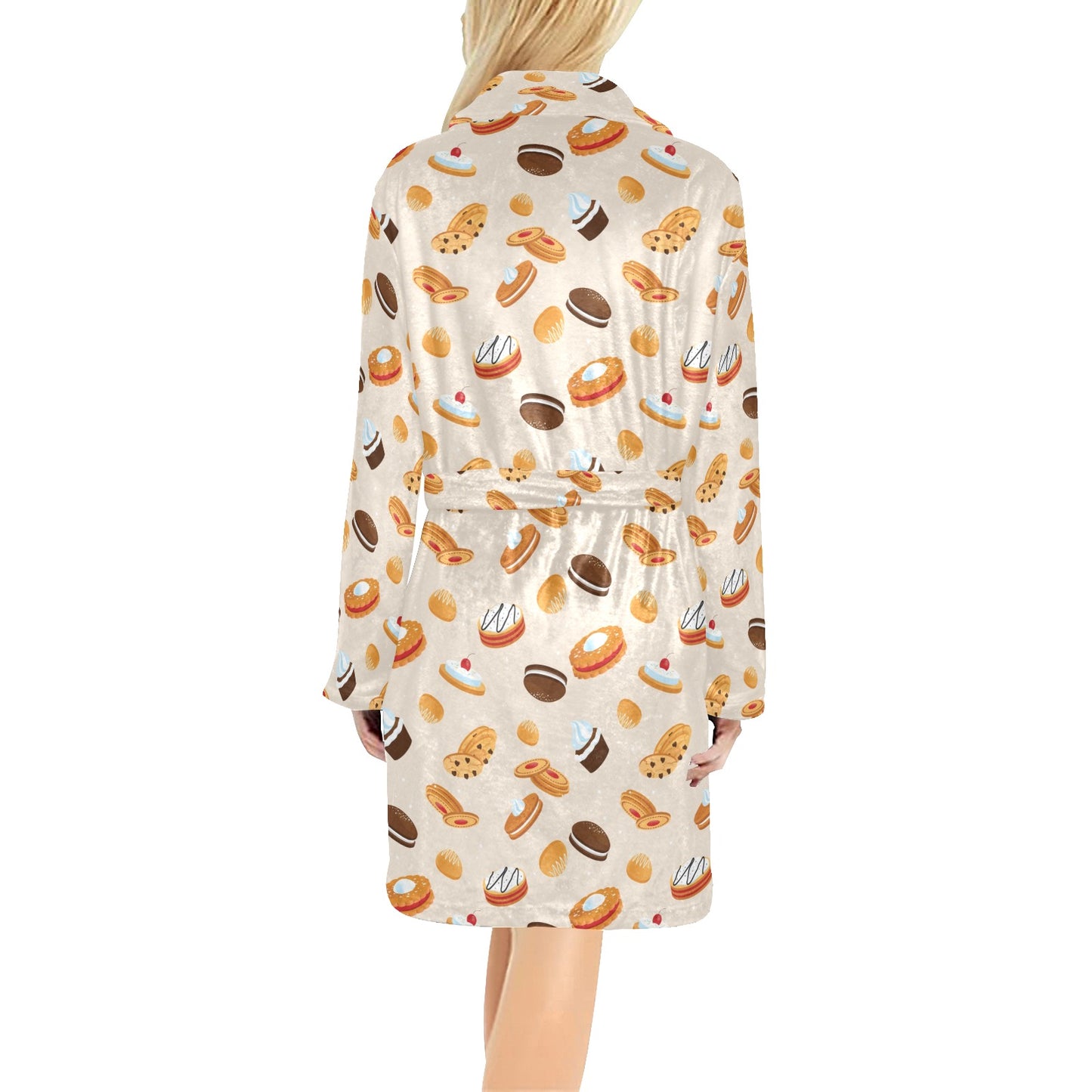 Biscuit Pattern Print Design 01 Women's Fleece Robe