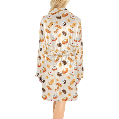 Biscuit Pattern Print Design 01 Women's Fleece Robe