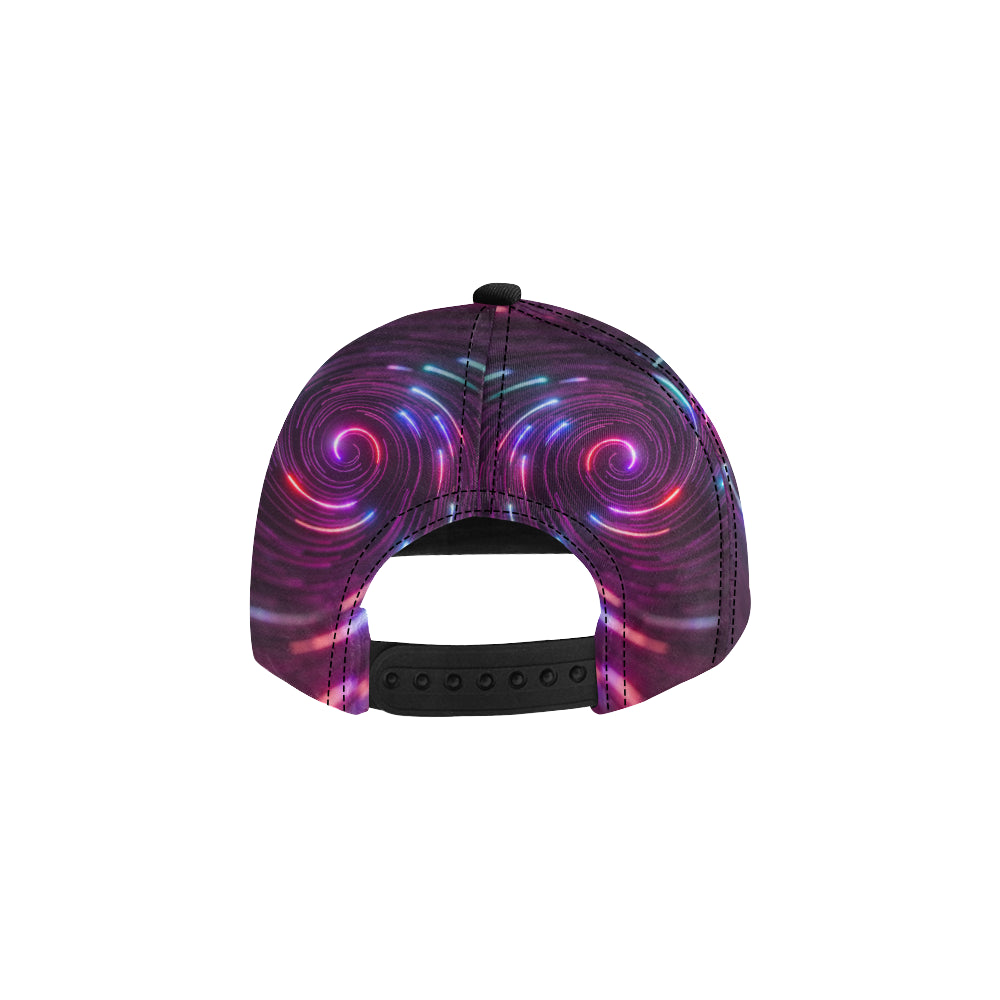 Vortex Twist Swirl Purple Neon Print Snapback Cap
