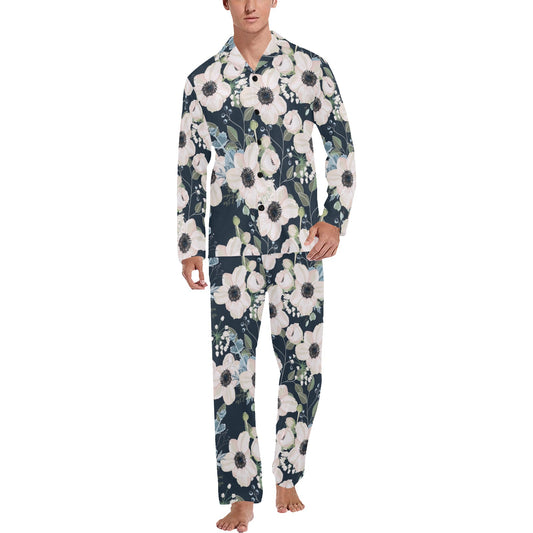 Anemone Pattern Print Design AM02 Men's Long Pajama Set
