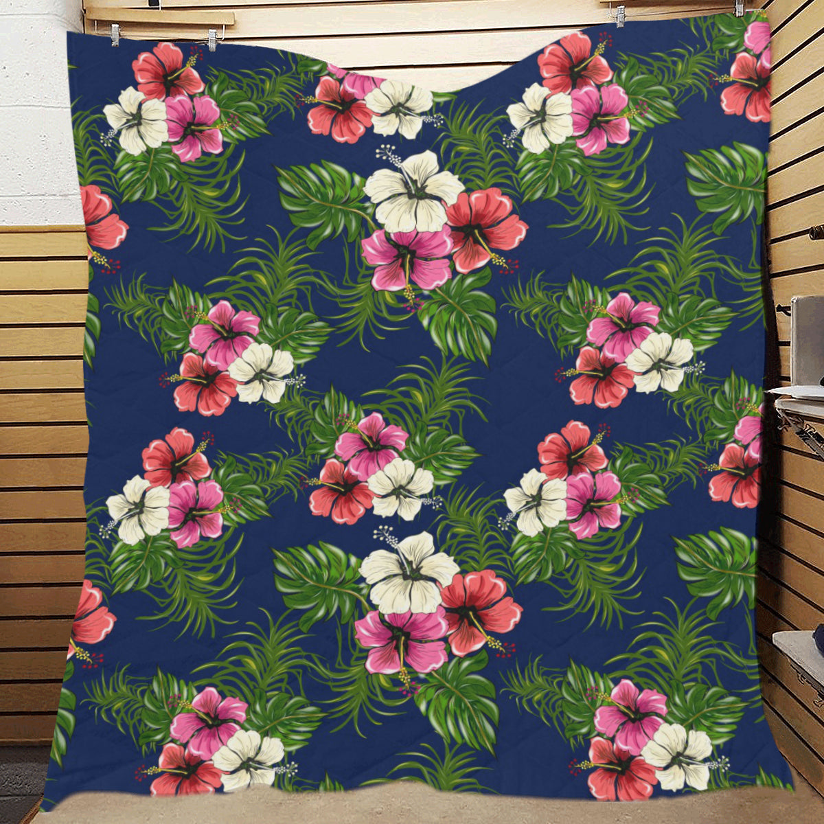 Hibiscus Pattern Print Design HB028 Premium Quilt