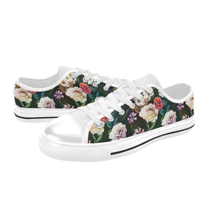 Summer Floral Print Design LKS303 Women's White Low Top Shoes