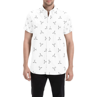 Hockey Print Design LKS304 Men Short Sleeve Button Up Shirt