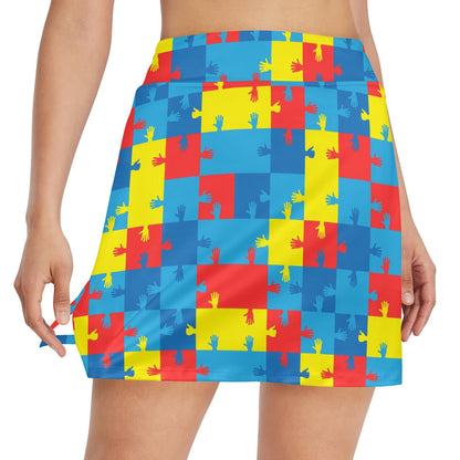 Autism Awareness Design Themed Print 17" Golf & Pickleball Skort with Pockets