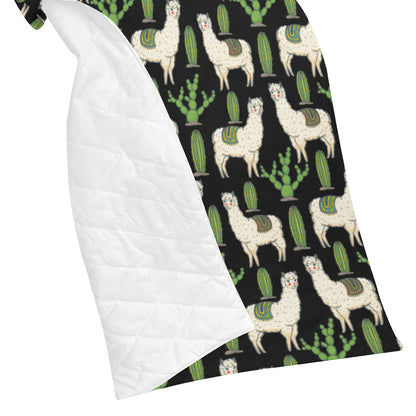 Llama Cactus Pattern Print Design 011 Premium Quilt