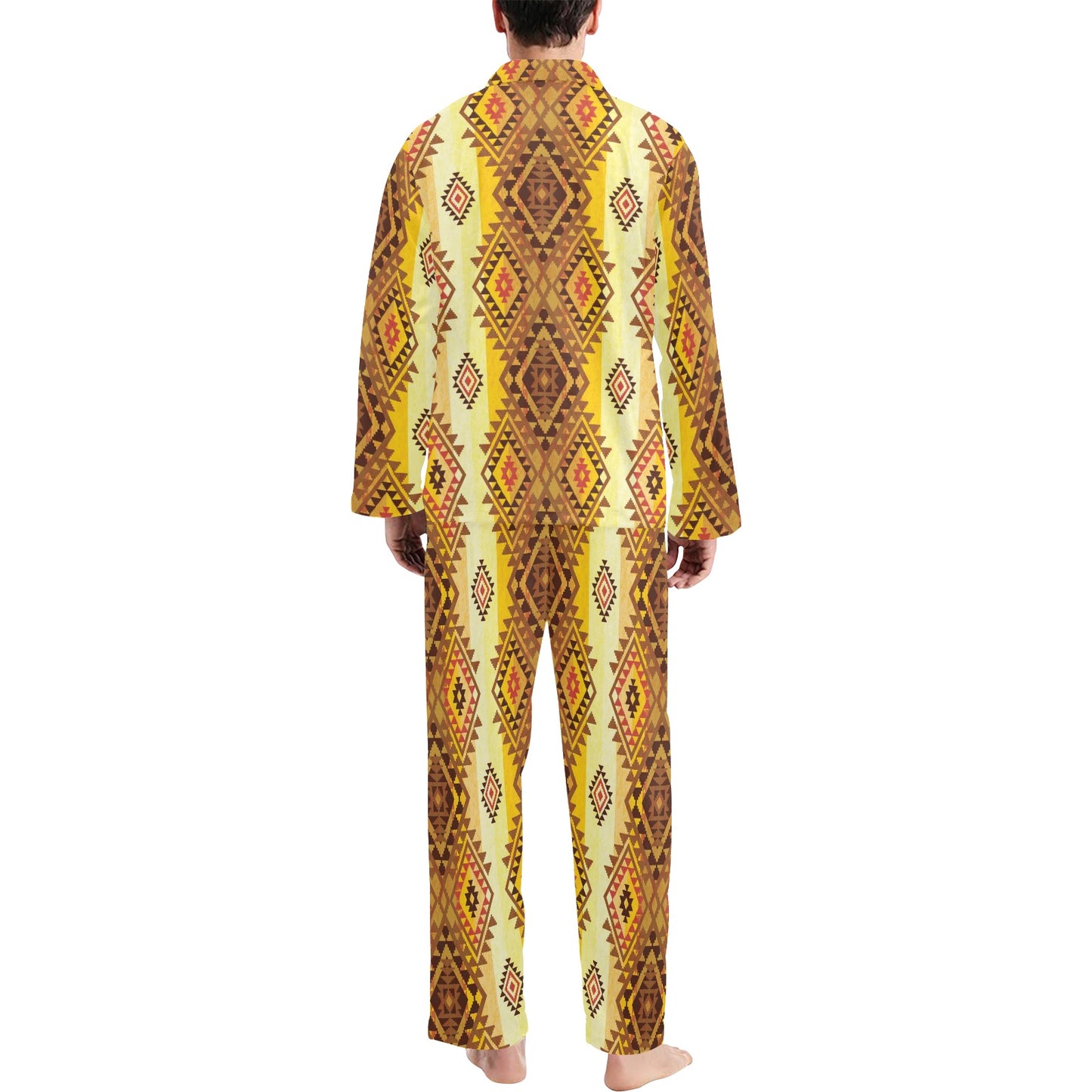 Native Pattern Print Design A09 Men's Long Pajama Set