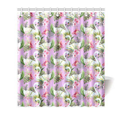 Swan with Flower Pattern Print Design 01 Shower Curtain