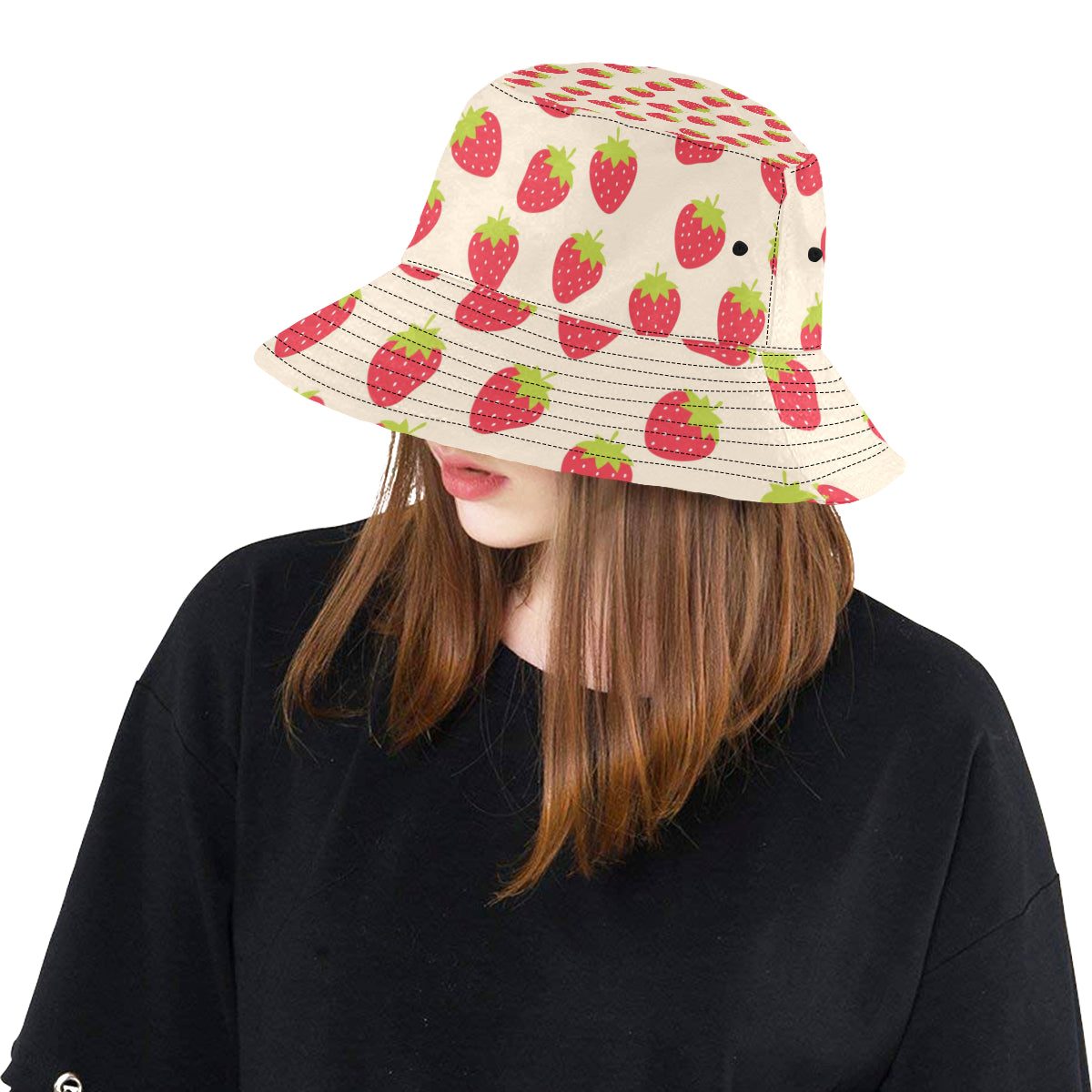 Strawberry Pattern Print Design SB02 Unisex Bucket Hat