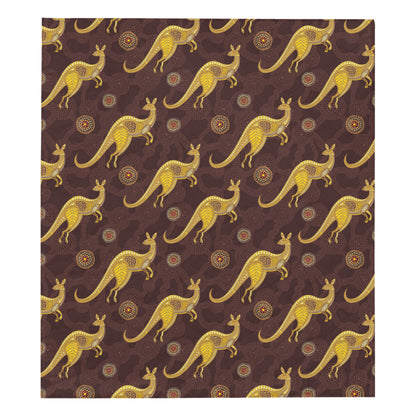 Kangaroos Aboriginal Pattern Print Design 08 Premium Quilt