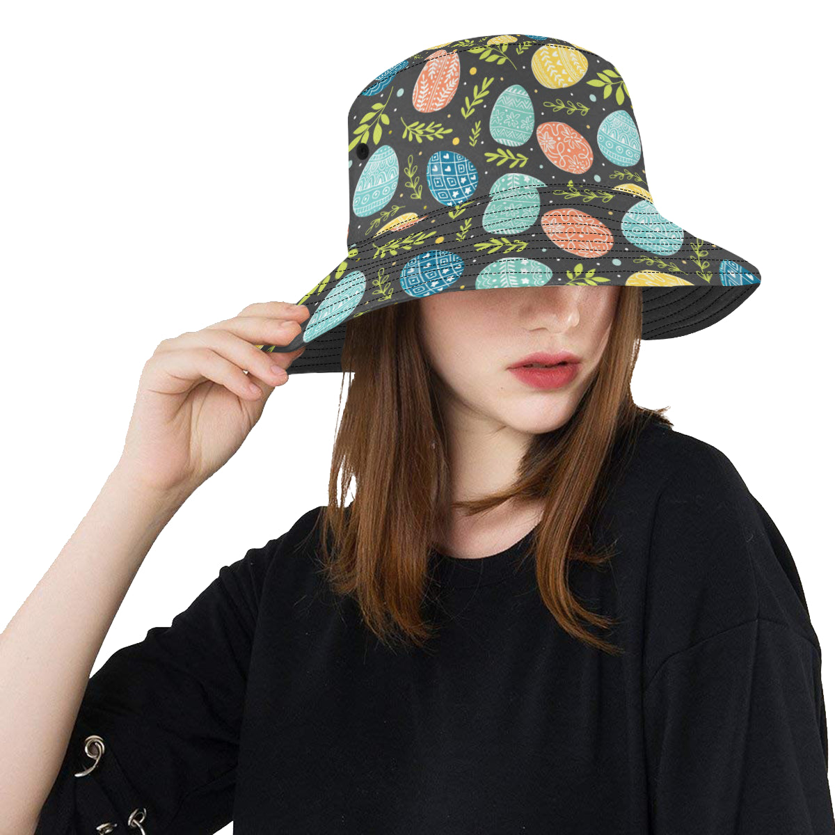 Easter Eggs Pattern Print Design RB01 Unisex Bucket Hat