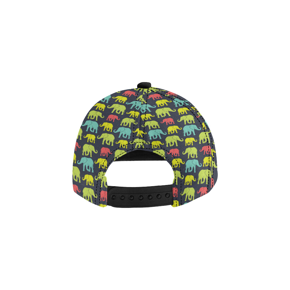 Elephant Neon Color Print Pattern Snapback Cap