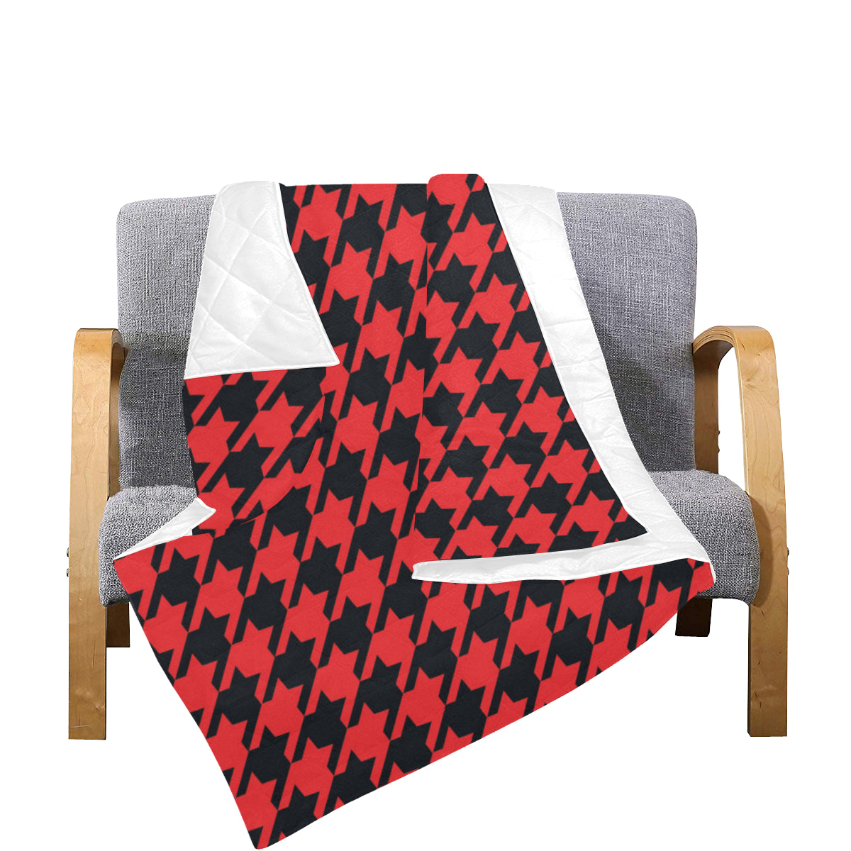 Houndstooth Red Pattern Print Design 03 Premium Quilt