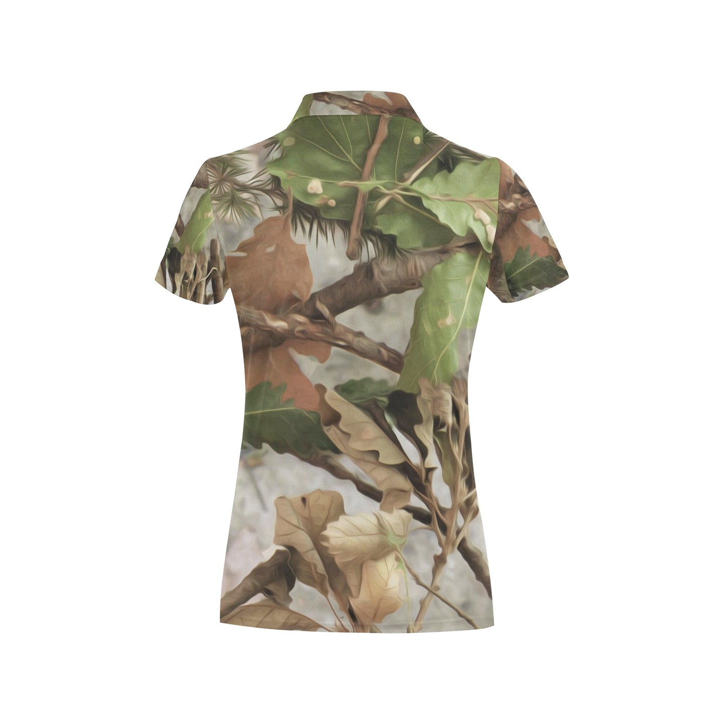 Camo Realistic Tree Forest Print Women's Polo Shirt