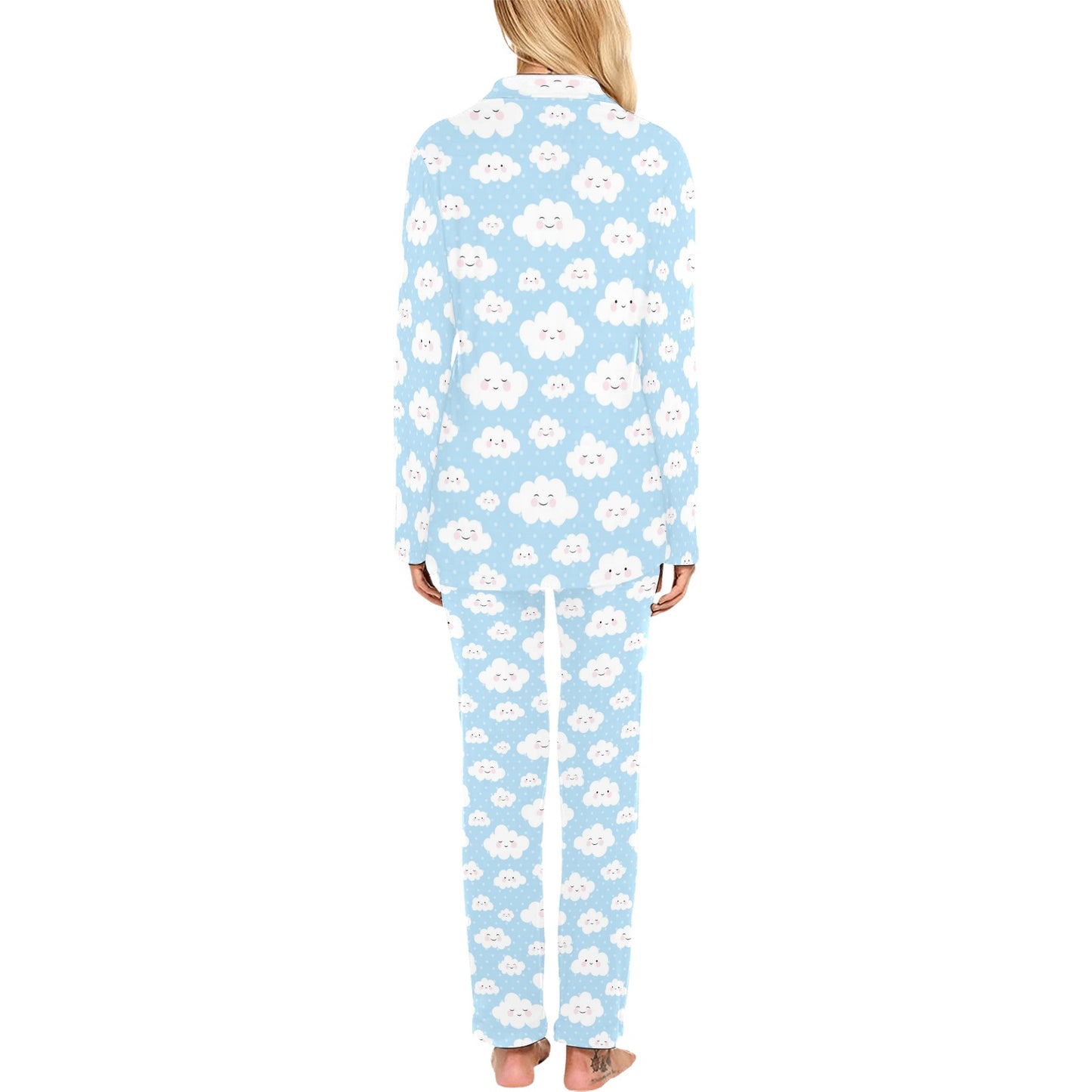 Cloud Pattern Print Design 02 Women's Long Pajama Set