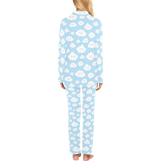 Cloud Pattern Print Design 02 Women's Long Pajama Set