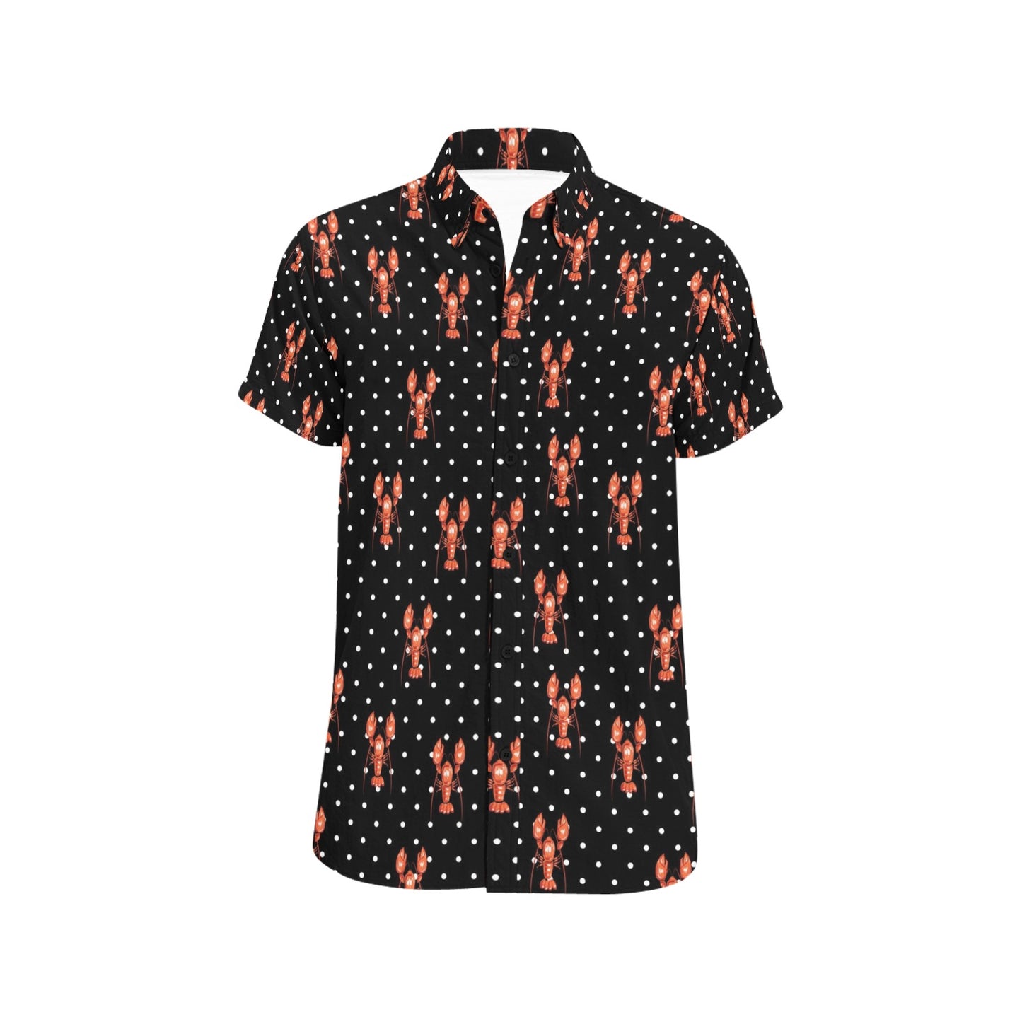 Lobster Print Design LKS401 Men Short Sleeve Button Up Shirt