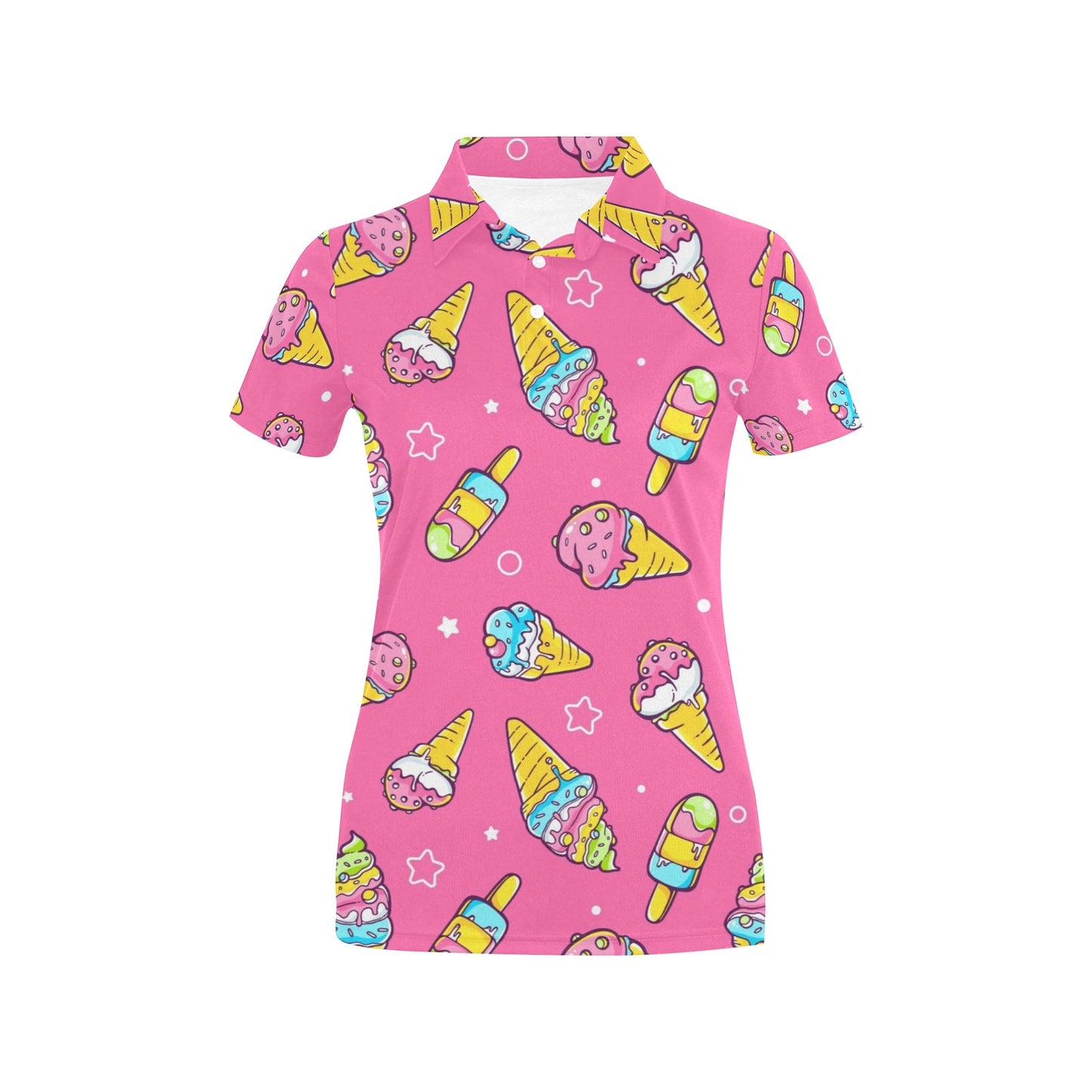 Ice Cream Pattern Print Design IC04 Women's Polo Shirt