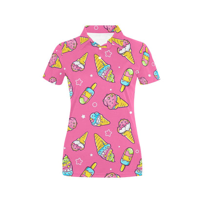 Ice Cream Pattern Print Design IC04 Women's Polo Shirt