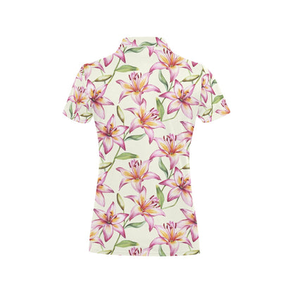 Lily Pattern Print Design LY011 Women's Polo Shirt