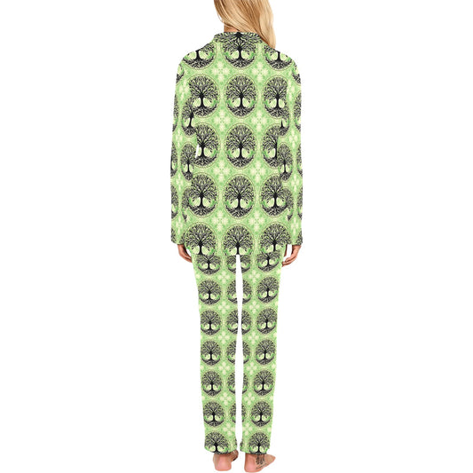 Celtic Pattern Print Design 010 Women's Long Pajama Set