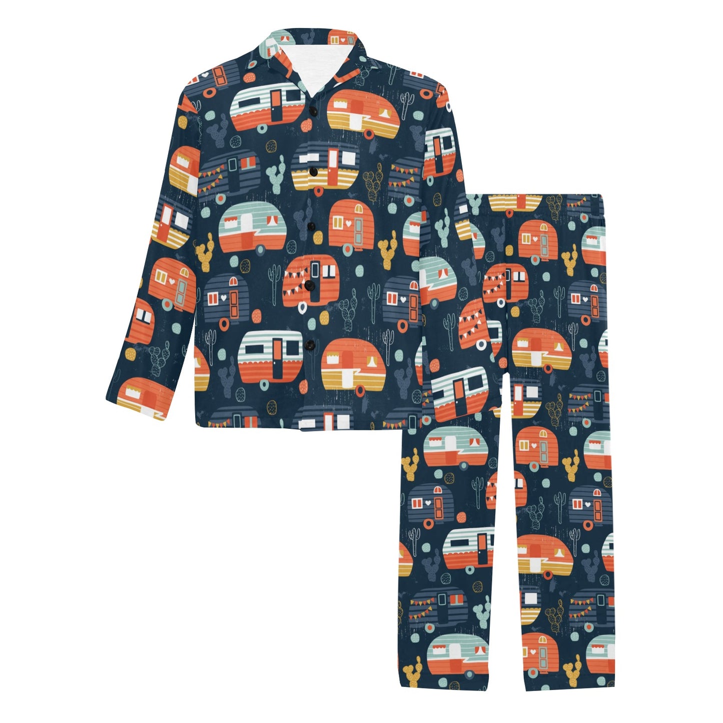 Camper Caravan Print Pattern Men's Long Pajama Set