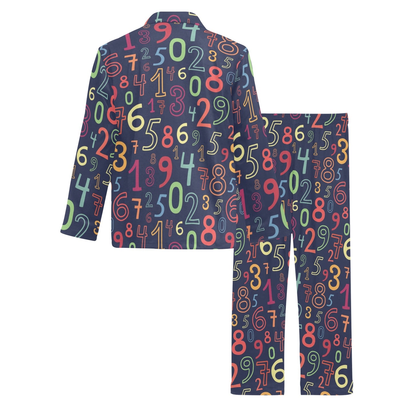 Number Pattern Print Design A01 Men's Long Pajama Set