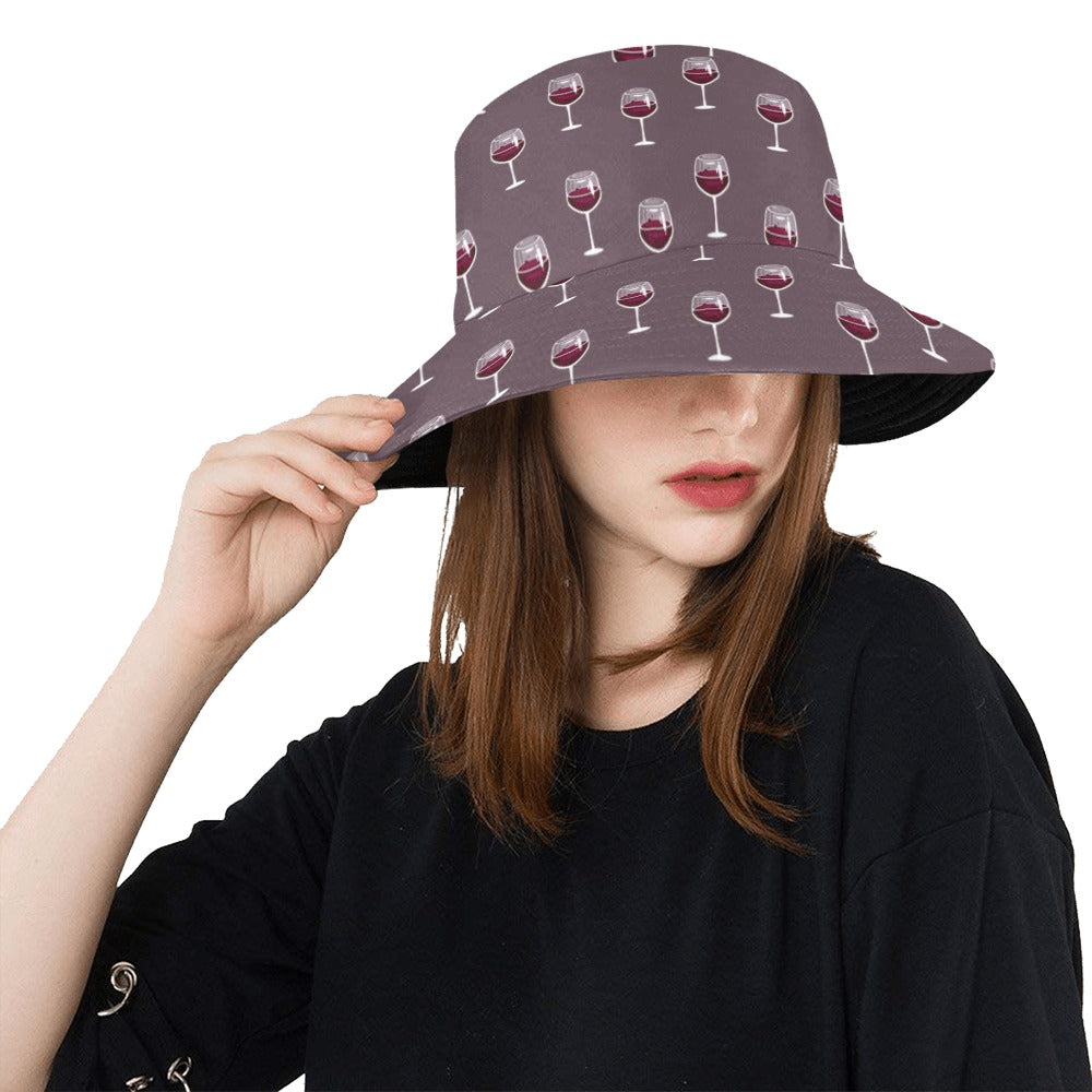 Wine Glass Pattern Print Design LKS305 Unisex Bucket Hat