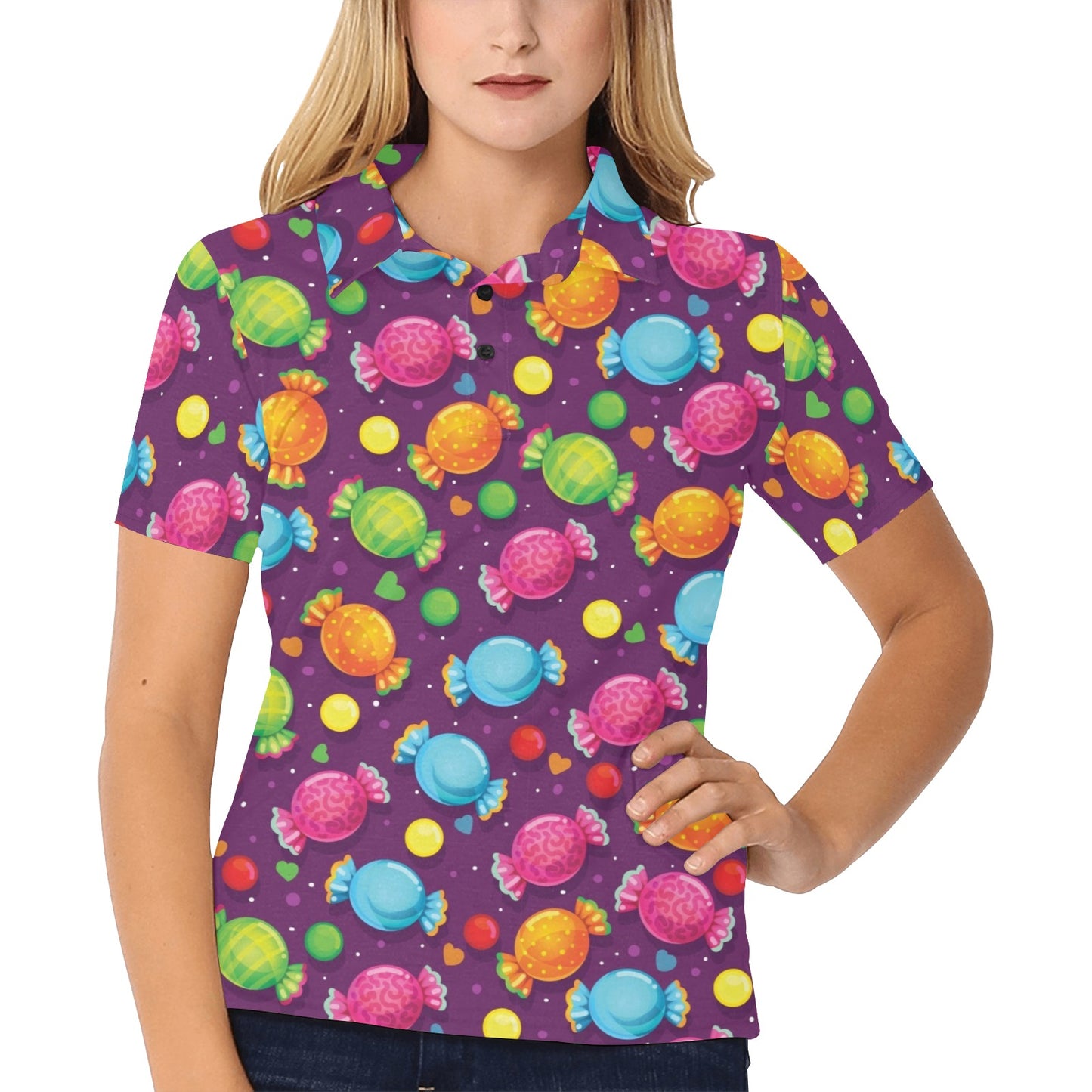 Candy Pattern Print Design CA05 Women's Polo Shirt