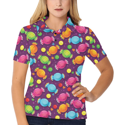 Candy Pattern Print Design CA05 Women's Polo Shirt