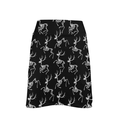 Deer Skeleton Print Pattern 17" Golf & Pickleball Skort with Pockets