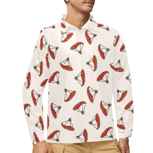 Skydiver Print Design LKS302 Long Sleeve Polo Shirt For Men's