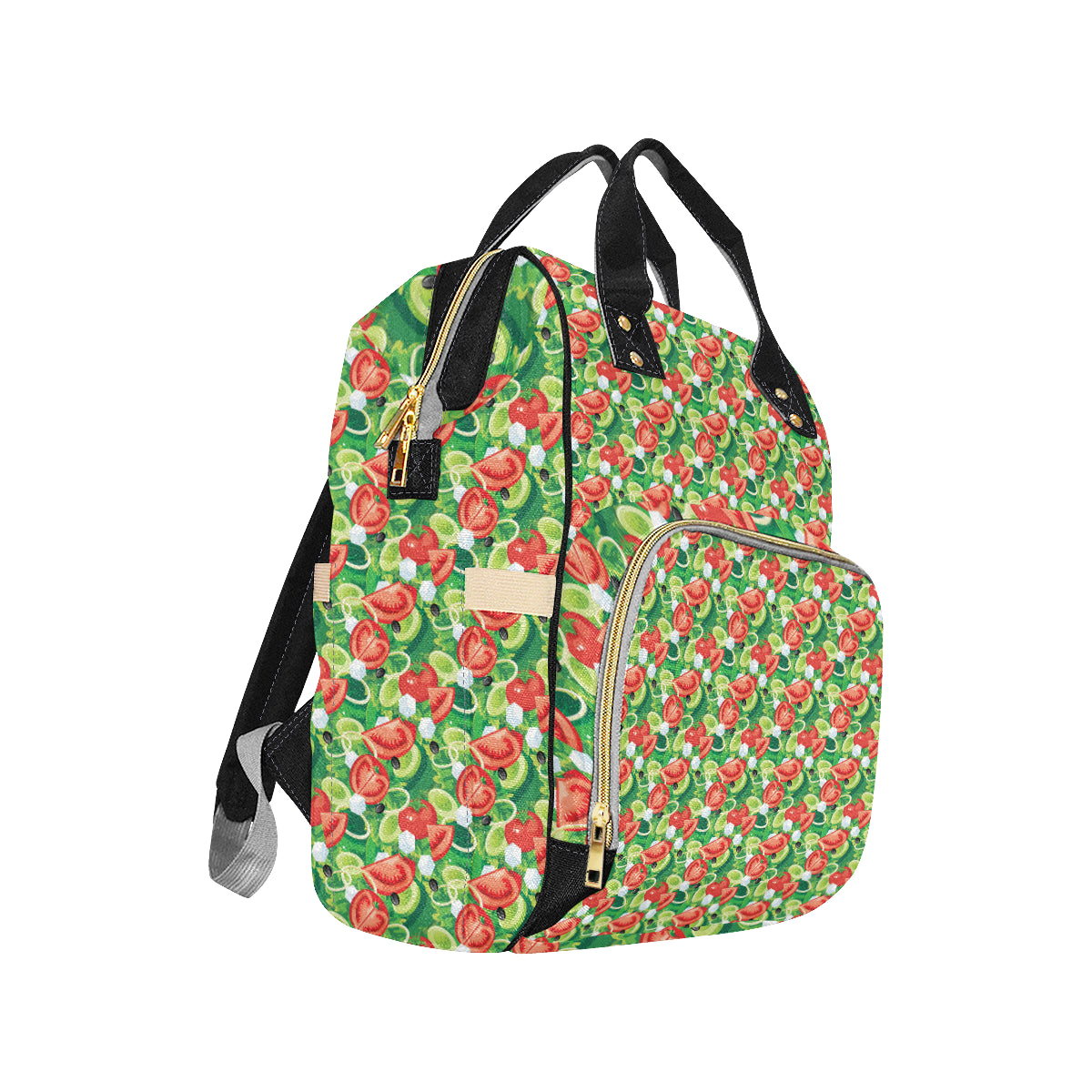 Vegan Salad Themed Design Print Diaper Bag Backpack