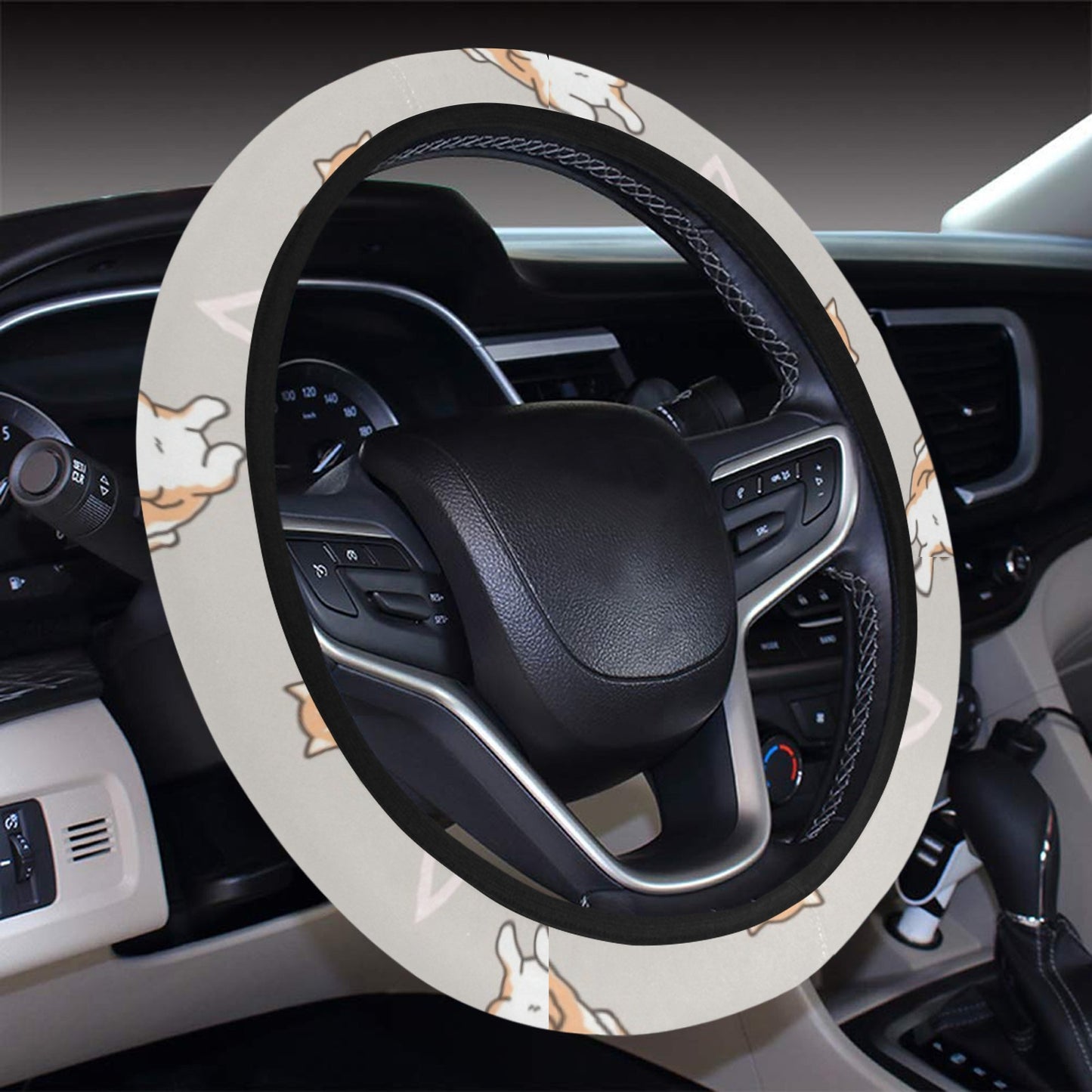Shiba Inu Print Design LKS307 Steering Wheel Cover with Elastic Edge