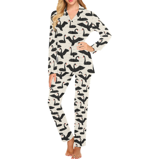 Swan Print Design LKS402 Women's Long Pajama Set