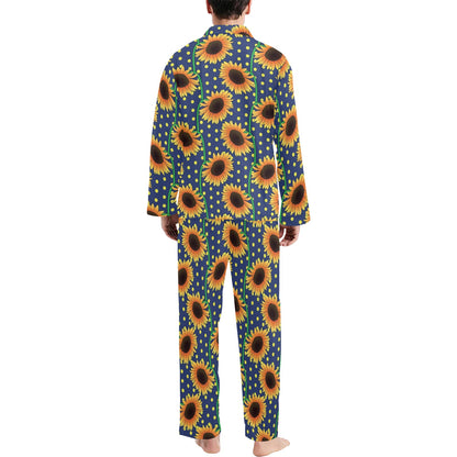 Sunflower Pattern Print Design SF03 Men's Long Pajama Set