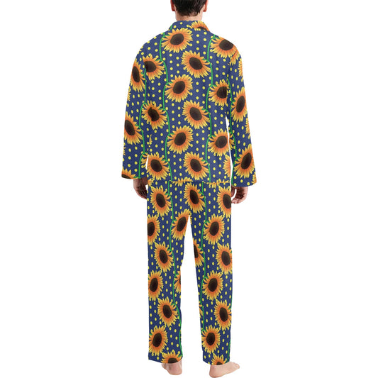 Sunflower Pattern Print Design SF03 Men's Long Pajama Set
