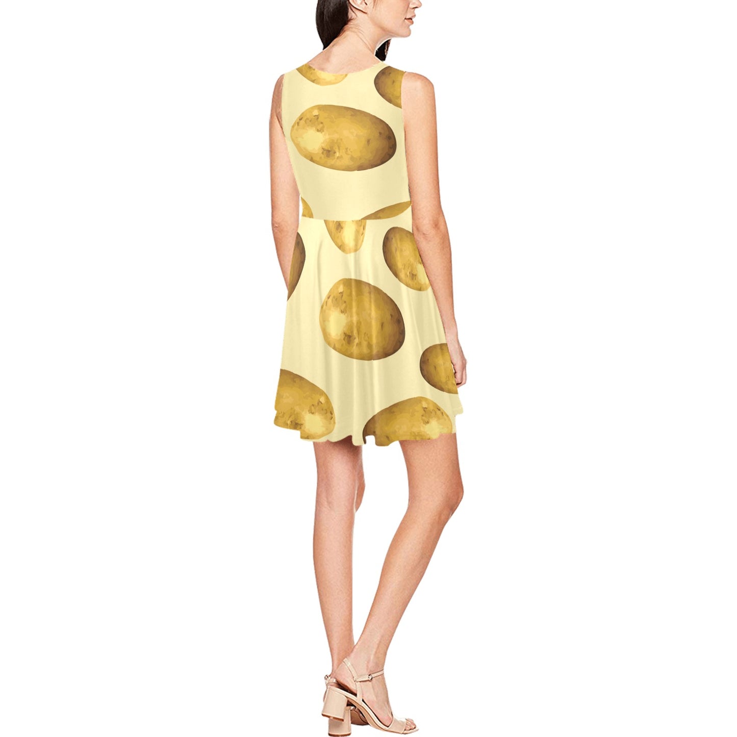 Potato Pattern Print Design A01 Sleeveless Dress