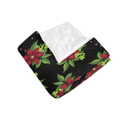 Poinsettia Pattern Print Design A01 Premium Quilt