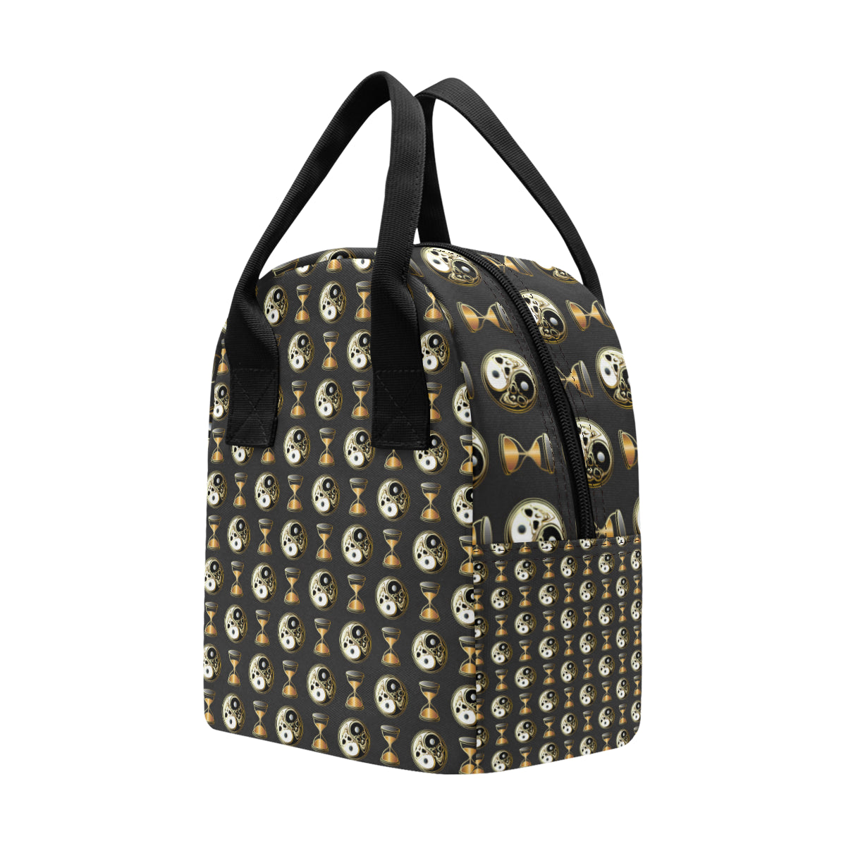 Yin Yang Skull Themed Design Print Insulated Lunch Bag