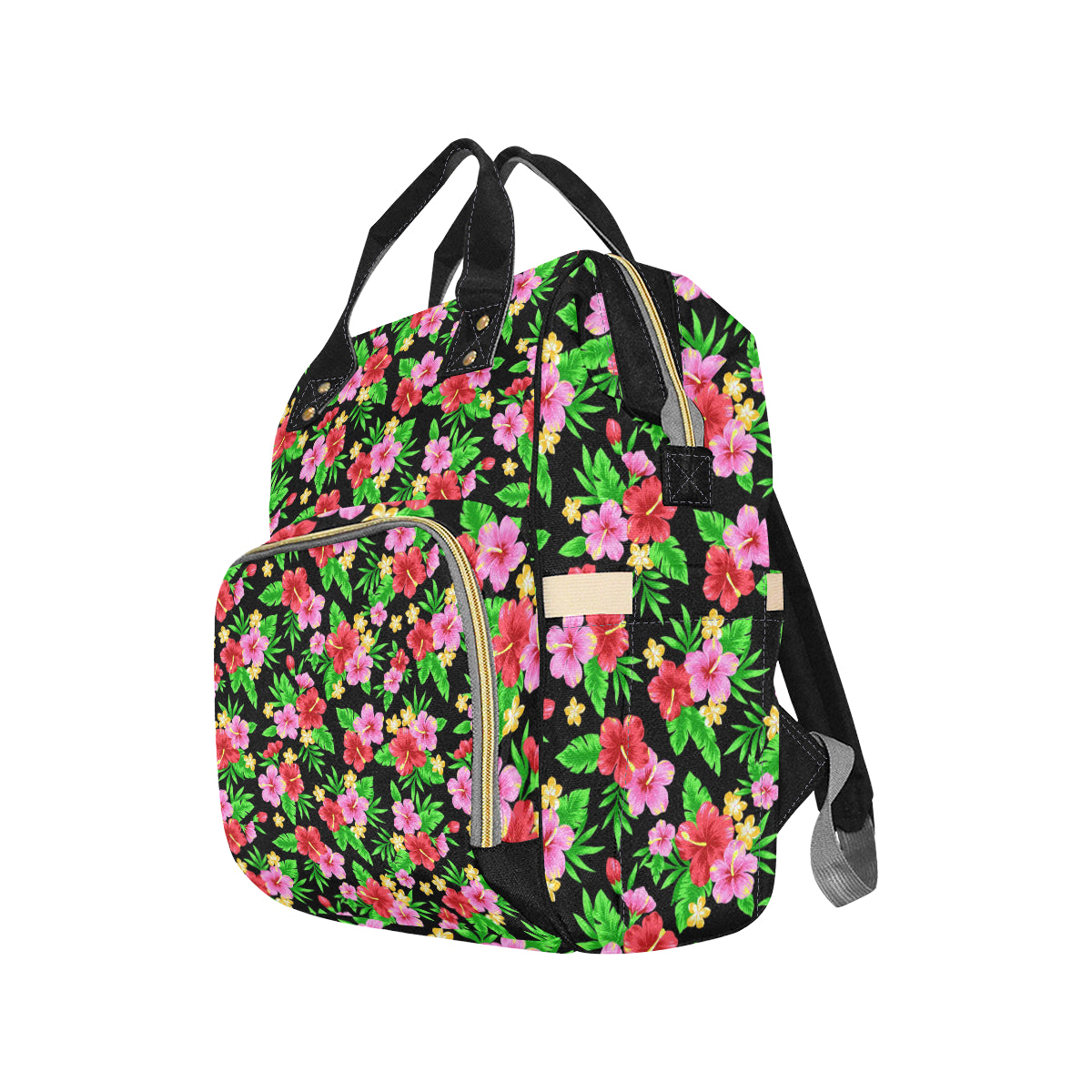 Pink Red Hibiscus Pattern Print Design HB023 Diaper Bag Backpack