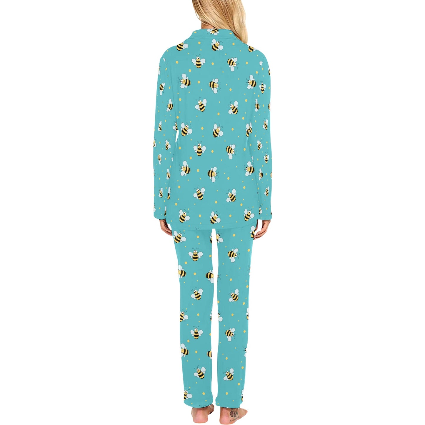 Bee With Dot Print Design LKS309 Women's Long Pajama Set