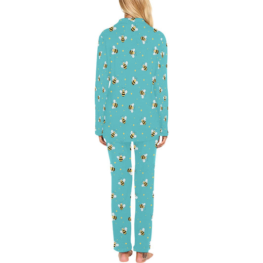 Bee With Dot Print Design LKS309 Women's Long Pajama Set