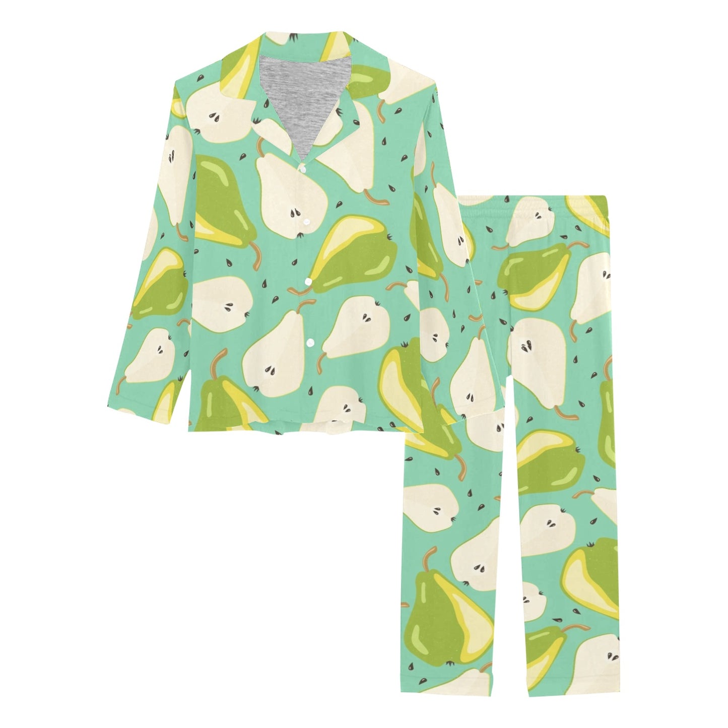Pear Pattern Print Design PE04 Women's Long Pajama Set